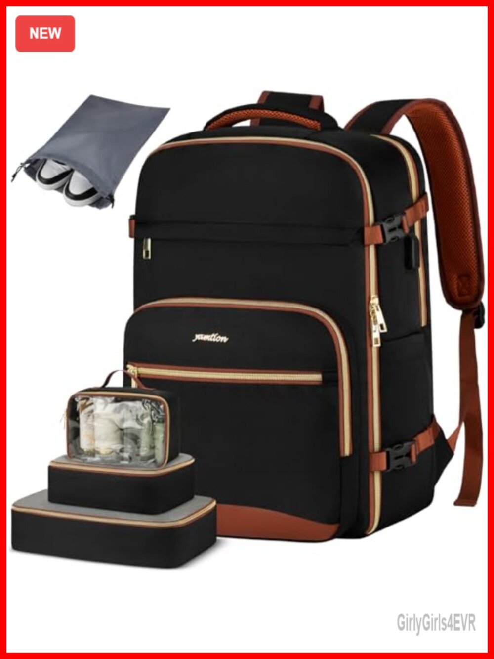Large Travel Carry On Backpack with 4 Packing Cubes, TSA Airline Approved